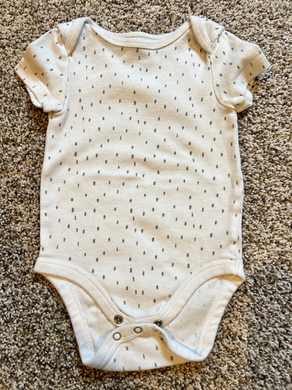 cloud island Cream Short Sleeve One-Piece with Tiny Gray Dash Print